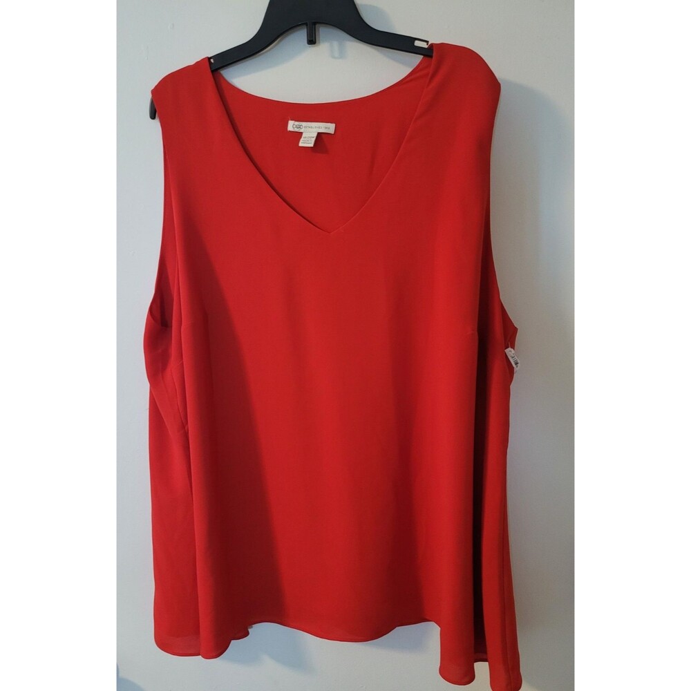 Est 1946 Cato Womens Fiery Red Sleeveless Layered Chiffon Blouse 18/20W NEW